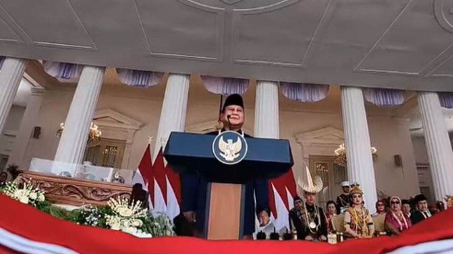 Presiden Prabowo Subianto saat acara Upacara Peringatan HUT RI ke-81 di Istana Merdeka, Jakarta, Senin (17/8/2026). (YouTube/Sekretariat Presiden)
