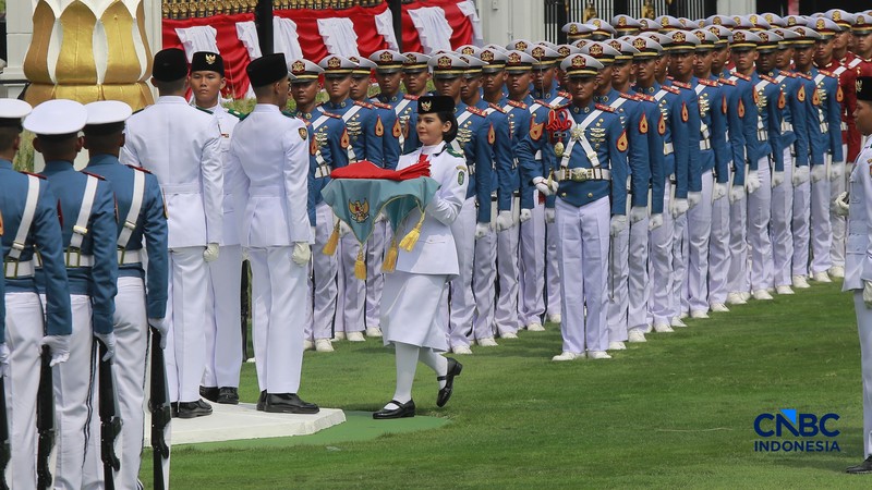 Upacara Peringatan HUT RI ke-81 di Istana Merdeka, Jakarta, Senin (17/8/2026). (CNBC Indonesia/Muhammad Sabki)