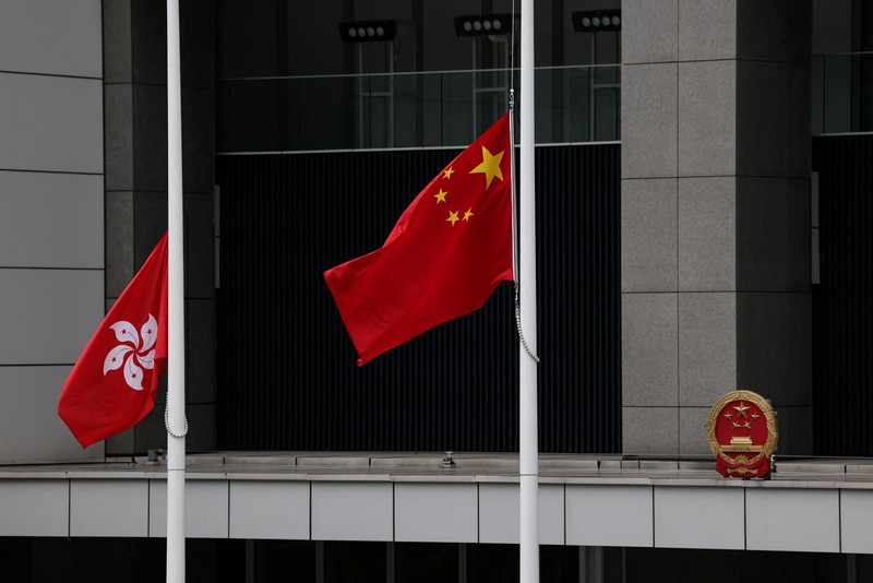 The Chinese flag at Tiananmen Square flies at half-mast in memory of late Former Chinese Premier Zhu Rongji who passed away last Wednesday aged 97, in Beijing, China, August 18, 2026. REUTERS/Maxim Shemetov