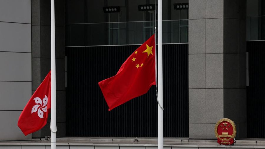 The Chinese flag at Tiananmen Square flies at half-mast in memory of the late former Chinese Premier Zhu Rongji, who passed away last Wednesday, aged 97, in Beijing, China, August 18, 2026. REUTERS/Maxim Shemetov