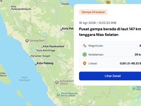 Gempa Nias Selatan M 6,1, Selasa, 18/8. (BMKG)