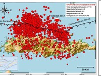 Hingga 18 Agustus 2026 pukul 05.00 WIB, sebanyak 2119 gempa susulan tercatat setelah gempa skala M7,7 guncang NTT di 15 Agustus 2026 dini hari. (Dok BMKG)