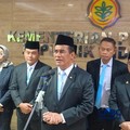 Menteri Pertanian sekaligus Kepala Bapanas Amran Sulaiman saat konferensi pers di Auditorium Kementan, Jakarta, Selasa (18/8/2026). (CNBC Indonesia/Martyasari Rizky)