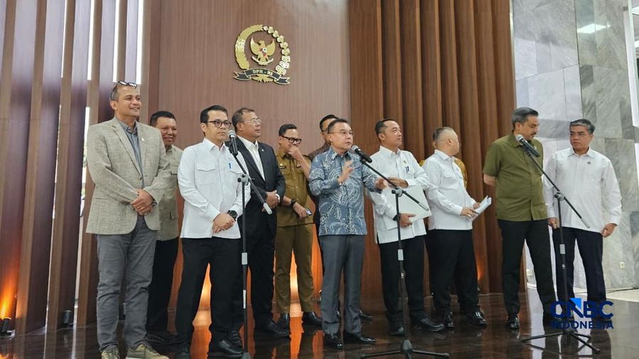Pengumuman Perpres Ojol di Jakarta, Selasa (18/8/2026). (CNBC Indonesia/Intan Rakhmayanti)