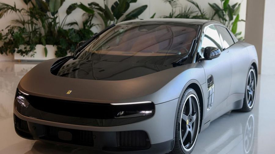 The Ferrari Luce electric car is displayed in Maranello, Italy, July 27, 2026. REUTERS/Claudia Greco
