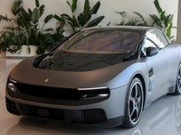 The Ferrari Luce electric car is displayed in Maranello, Italy, July 27, 2026. REUTERS/Claudia Greco