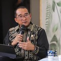 Direktur Keuangan PT Pertamina Geothermal Energy Tbk (PGE), Fransetya Hasudungan Hutabarat saat sesi wawancara di Jakarta International Convention Center (JICC), Senayan, Jakarta, Rabu (19/8/2026). (CNBC Indonesia/Faisal Rahman)