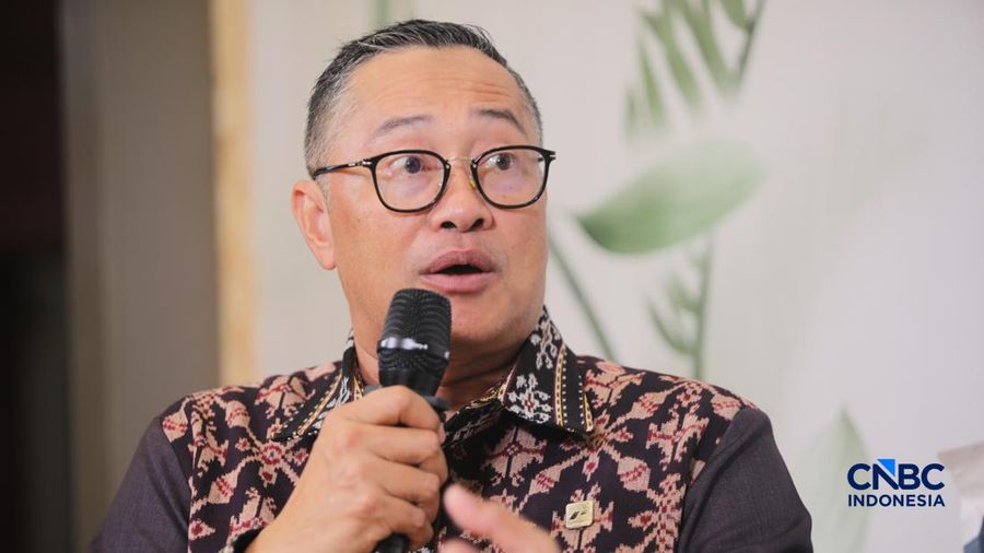 Direktur Utama PT Pertamina Geothermal Energy Tbk (PGEO), Ahmad Yani, saat sesi wawancara di Jakarta International Convention Center (JICC), Senayan, Jakarta, Rabu (19/8/2026). (CNBC Indonesia/Faisal Rahman)