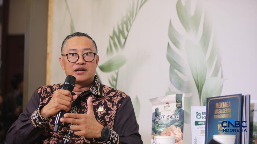 Direktur Utama PT Pertamina Geothermal Energy Tbk (PGEO), Ahmad Yani, saat sesi wawancara di Jakarta International Convention Center (JICC), Senayan, Jakarta, Rabu (19/8/2026). (CNBC Indonesia/Faisal Rahman)