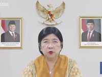 Pejabat Sementara (Pjs) Gubernur Bank Indonesia (BI) Destry Damayanti saat zoom meeting di Jakarta, Rabu (19/8/2026). (Tangkapan layar YouTube Bank Indonesia)