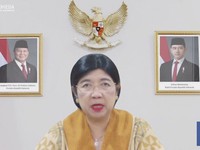 Pejabat Sementara (Pjs) Gubernur Bank Indonesia (BI) Destry Damayanti saat zoom meeting di Jakarta, Rabu (19/8/2026). (Tangkapan layar YouTube Bank Indonesia)