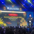 Pejabat Gubernur Sementara, Destry Damayanti memberikan pidato dalam acara Karya Kreatif Indonesia 2026, Jakarta, Kamis, 20/08. (CNBC Indonesia/Romys)