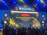 Pejabat Gubernur Sementara, Destry Damayanti memberikan pidato dalam acara Karya Kreatif Indonesia 2026, Jakarta, Kamis, 20/08. (CNBC Indonesia/Romys)