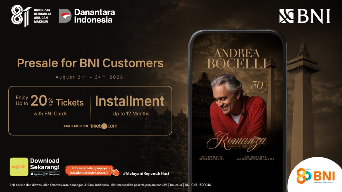 BNI Hadirkan Akses Eksklusif Menikmati Andrea Bocelli "Romanza"