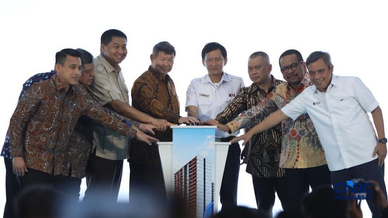 Groundbreaking hunian terjangkau di kawasan dekat Stasiun Manggarai, Jakarta, Jumat (21/8/2026). (CNBC Indonesia/Faisal Rahman)