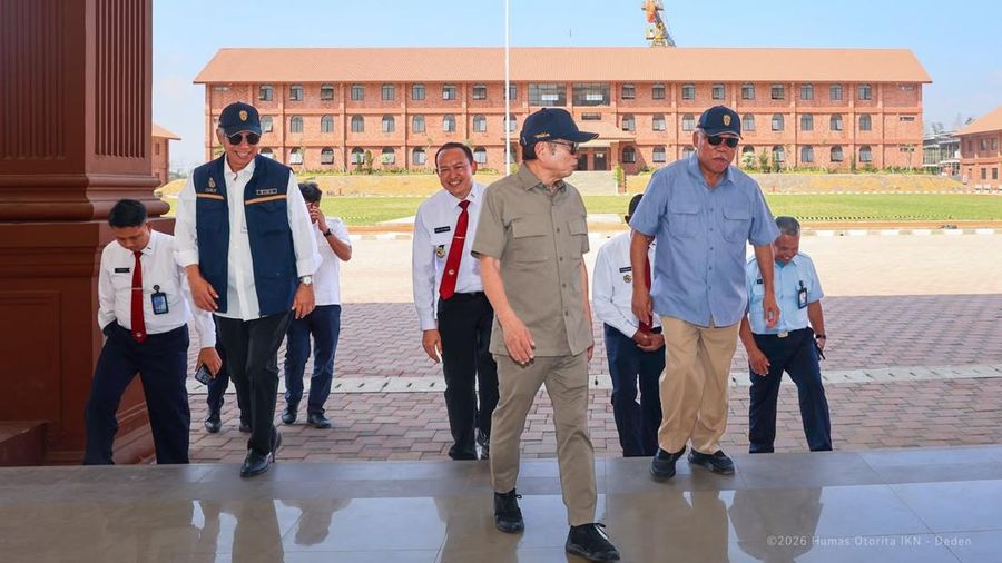 Tinjau sejumlah proyek strategis pembangunan Kawasan Nusantara pada Kamis (20/08/2026), Suharso Monoarfa apresiasi konsistensi dan progres pembangunan. (Dok Humas Otorita Ibu Kota Nusantara)