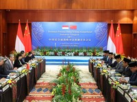 China's Foreign Minister Wang Yi attends a meeting with Indonesian Foreign Minister Sugiono, at the Foreign Ministry in Jakarta, Indonesia, August 21, 2026. REUTERS/Edgar Su
