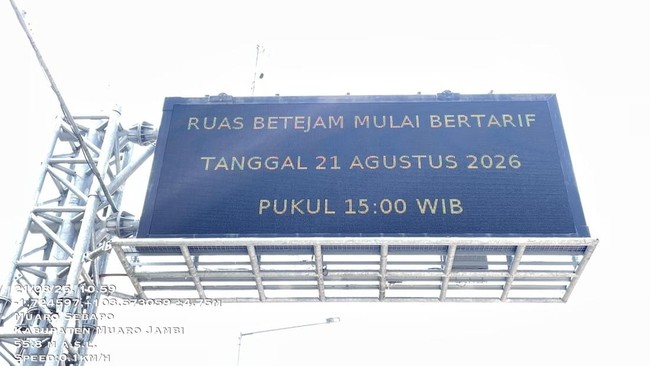 Tol Betung-Tempino-Jambi Ruas Bayung Lencir-Pijoan Berbayar Sore Ini