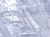 Empat orang pria tewas setelah tertabrak kereta ekspres saat melakukan pekerjaan pemeliharaan di sebuah stasiun kereta di Jepang, Kamis (20/8). (Nippon TV Via Reuters)