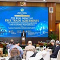 Menteri Keuangan Purbaya Yudhi Sadewa saat menjadi keynote speaker pada Free Trade Agreements on Indonesia Industrialization and Economic Perforamance di Aula Juanda lantai Mezanine Kementerian Keuangan pada Kamis (20/8).