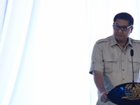 Menteri PKP, Maruarar Sirait menyampaikan sambutan saat groundbreaking hunian terjangkau di kawasan dekat Stasiun Manggarai, Jakarta, Jumat (21/8/2026). (CNBC Indonesia/Faisal Rahman)