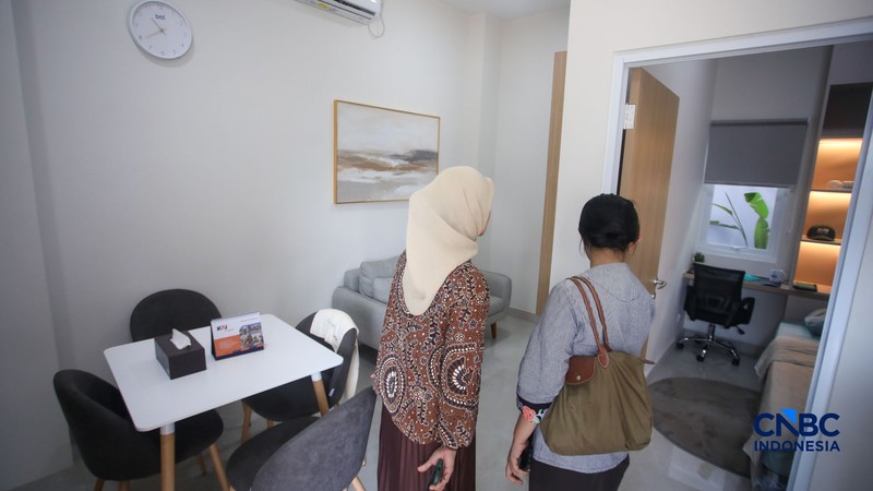 Unit contoh tipe 45 hunian terjangkau di kawasan dekat Stasiun Manggarai, Jakarta, Jumat (21/8/2026). (CNBC Indonesia/Faisal Rahman)