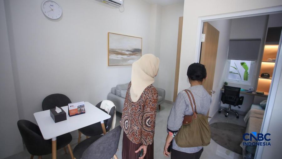 Unit contoh tipe 45 hunian terjangkau di kawasan dekat Stasiun Manggarai, Jakarta, Jumat (21/8/2026). (CNBC Indonesia/Faisal Rahman)