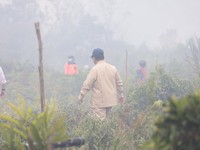Presiden Prabowo Subianto tinjau lokasi kebakaran htan di Kalimantan Barat, Sabtu (22/8/2026). (Instagram/sekretariat.kabinet)