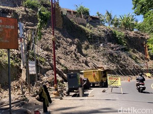 Rawan Longsor, Tebing di Perbatasan Klungkung-Gianyar Mulai Ditata