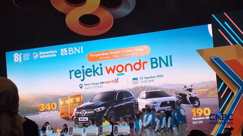 PT Bank Negara Indonesia (Persero) Tbk atau BNI menghadirkan Program Lelang rejeki wondr BNI dalam gelaran BNI wondrX 2026 di ICE BSD, Tangerang, Banten. (CNBC Indonesia/Khoirul Anam)