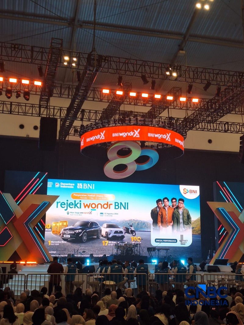 PT Bank Negara Indonesia (Persero) Tbk atau BNI menghadirkan Program Lelang rejeki wondr BNI dalam gelaran BNI wondrX 2026 di ICE BSD, Tangerang, Banten. (CNBC Indonesia/Khoirul Anam)