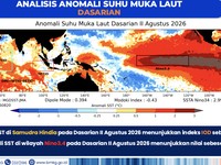 Analisis Anomali Suhu Muka Laut DASARIAN yang dirilis  dalam Analisis Dinamika Atmosfer Dasarian II Agustus 2026 yang dirilis BMKG pada Senin (24/8/2026). (Dok. BMKG)