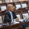 M Sarjito saat menjalani Uji Kelayakan atau Fit and Proper Test sebagai Kepala Eksekutif Pengawas Bursa Mineral dan Komoditas Strategis sekaligus Anggota Dewan Komisioner Otoritas Jasa Keuangan (OJK) di Gedung DPR/MPR RI, Jakarta, Senin (24/8/2026).