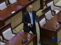 M Sarjito saat menjalani Uji Kelayakan atau Fit and Proper Test sebagai Kepala Eksekutif Pengawas Bursa Mineral dan Komoditas Strategis sekaligus Anggota Dewan Komisioner Otoritas Jasa Keuangan (OJK) di Gedung DPR/MPR RI, Jakarta, Senin (24/8/2026).