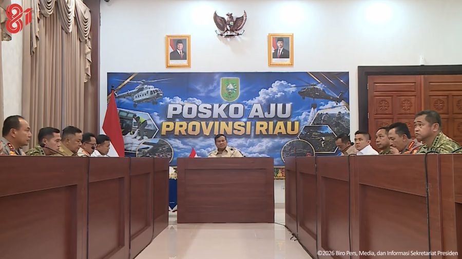 Presiden Prabowo Tiba di Pekanbaru, Turun Langsung Tangani Karhutla, 24 Agustus 2026. (Tangkapan layar youtube Setpres RI)