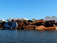 FILE PHOTO: A view shows boats that were used by migrants and seized by Tunisian coastguards, in Sfax, Tunisia April 26, 2023. REUTERS/Jihed Abidellaoui/File Photo
