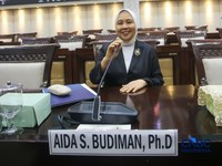 Calon Deputi Gubernur Senior Bank Indonesia (BI), Aida S. Budiman saat menjalani Uji Kelayakan atau Fit and Proper Test di Gedung DPR/MPR RI, Jakarta, Rabu (26/8/2026). (CNBC Indonesia/Faisal Rahman)
