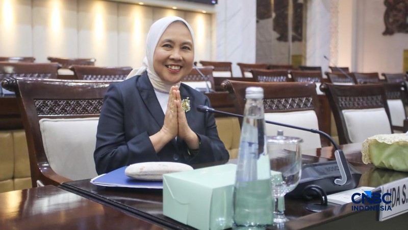 Calon Deputi Gubernur Senior Bank Indonesia (BI), Aida S. Budiman saat menjalani Uji Kelayakan atau Fit and Proper Test di Gedung DPR/MPR RI, Jakarta, Rabu (26/8/2026). (CNBC Indonesia/Faisal Rahman)
