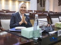 Calon Deputi Gubernur Senior Bank Indonesia (BI), Aida S. Budiman saat menjalani Uji Kelayakan atau Fit and Proper Test di Gedung DPR/MPR RI, Jakarta, Rabu (26/8/2026). (CNBC Indonesia/Faisal Rahman)