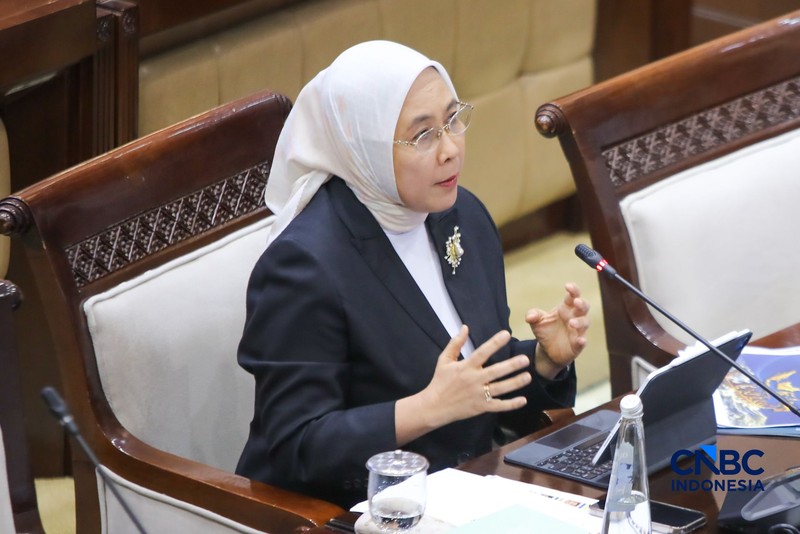 Calon Deputi Gubernur Senior Bank Indonesia (BI), Aida S. Budiman saat menjalani Uji Kelayakan atau Fit and Proper Test di Gedung DPR/MPR RI, Jakarta, Rabu (26/8/2026). (CNBC Indonesia/Faisal Rahman)