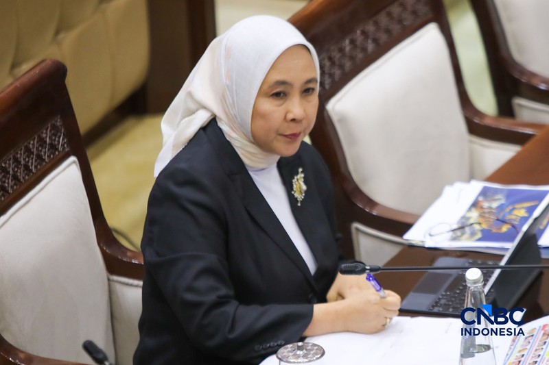 Calon Deputi Gubernur Senior Bank Indonesia (BI), Aida S. Budiman saat menjalani Uji Kelayakan atau Fit and Proper Test di Gedung DPR/MPR RI, Jakarta, Rabu (26/8/2026). (CNBC Indonesia/Faisal Rahman)