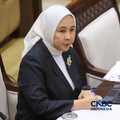 Calon Deputi Gubernur Senior Bank Indonesia (BI), Aida S. Budiman saat menjalani Uji Kelayakan atau Fit and Proper Test di Gedung DPR/MPR RI, Jakarta, Rabu (26/8/2026). (CNBC Indonesia/Faisal Rahman)