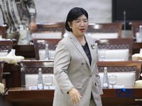 Calon Gubernur Bank Indonesia (BI), Destry Damayanti saat menjalani Uji Kelayakan atau Fit and Proper Test di Gedung DPR/MPR RI, Jakarta, Rabu (26/8/2026). (CNBC Indonesia/Faisal Rahman)