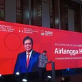 Menteri Koordinator bidang Perekonomian Airlangga Hartarto bersama Menteri Perdagangan Budi Santoso saat konferensi pers di Swissotel PIK Avenue, Jakarta, Rabu (26/8/2026). (CNBC Indonesia/Martyasari Rizky)