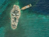 A satellite view of Yagong Reef in the Crescent Group of the Paracel Islands of the South China Sea, August 17, 2026. Vantor/Handout via REUTERS    THIS IMAGE HAS BEEN SUPPLIED BY A THIRD PARTY. NO RESALES. NO ARCHIVES. MANDATORY CREDIT. DO NOT OBSCU