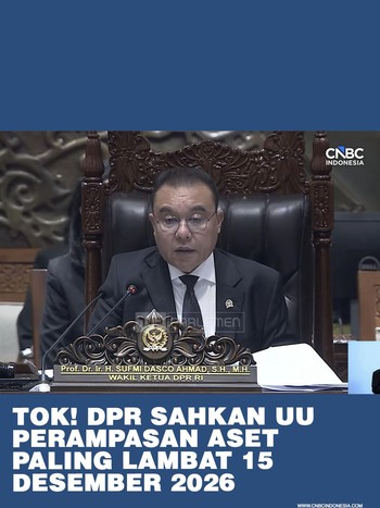 DPR memastikan, Rancangan Undang-Undang (RUU) Perampasan Aset akan rampung pada tahun ini, dengan target pengesahan menjadi Undang-Undang pada 15 Desember 2026.
