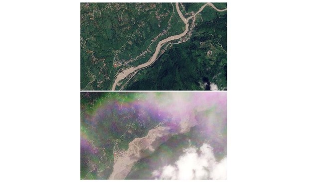 Potret Citra Satelit Nepal Sebelum dan Sesudah Disapu Banjir Bandang