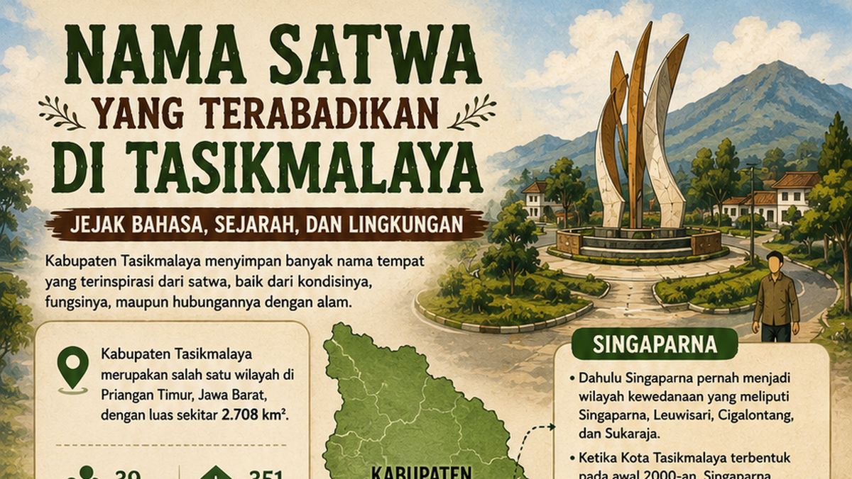 Infografis: Nama Daerah Unik di Tasikmalaya, Singa Sakit hingga Badak Mati