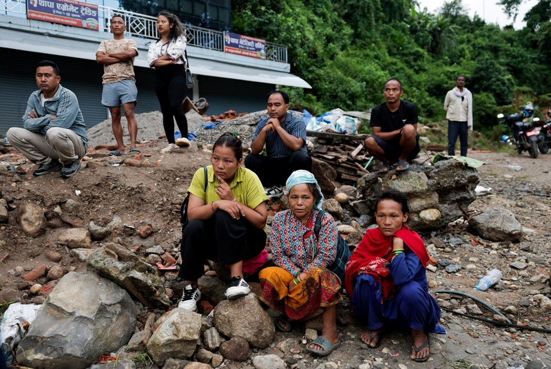 Tampilan dari drone memperlihatkan lumpur yang menutupi bangunan setelah banjir bandang di Trishuli, distrik Nuwakot, Nepal, pada 27 Agustus 2026. (REUTERS/Navesh Chitrakar)