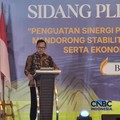 Wakil Menteri Dalam Negeri (Wamendagri) Bima Arya di Sidang Pleno Ikatan Sarjana Ekonomi Indonesia (ISEI), Kamis (27/8/2026). (CNBC Indonesia/Chandra Dwi Pranata)